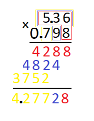 как умножить число на десятичную дробь столбиком 